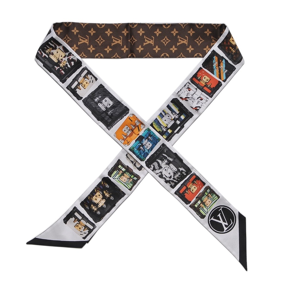 LOUIS VUITTON  Silk Monogram Tribute To Petite Malle BB Bandeau Black